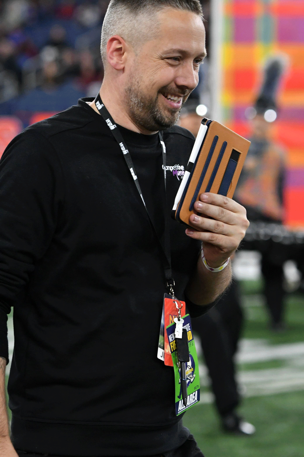 Patrick R. F. Blakley judging NYSFBC championships A picture of Patrick Blakley judging marching band championships at the dome in Syracuse, NY.